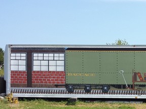 A railway themed mural in Capreol.