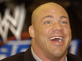 WWE superstar Kurt Angle laughs while answering fan questions in 2005. (Postmedia Files)
