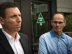 Ontario PC leader Patrick Brown visiting the Ottawa Hospital Heart Institute at the Civic Campus Monday, Sept. 21, 2015. He was accompanied by Claude Bennett, former PC incumbent, who had two open heart surgeries at the institute. 
DANI-ELLE DUBE/Ottawa Sun
