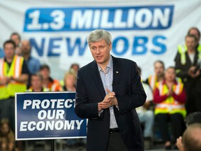 Conservative leader Stephen Harper speaks to supporters while campaigning Tuesday, September 22, 2015  in Winnipeg. THE CANADIAN PRESS/Ryan Remiorz