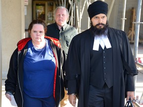 Cynthia Anderson leaves court with her lawyer Vikram Singh, right, and her father after Tuesday?s verdict. Inset, is Johnathon Rick, Anderson?s fiance and co-accused. (MORRIS LAMONT, The London Free Press)