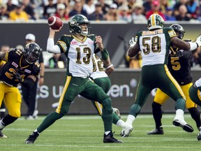 Mike Reilly struggled on Saturday against the Ticats, putting up 49 yards in passing in the win. (Reuters)