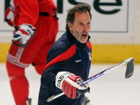 In this May 22, 2012, file photo, New York Rangers coach John Tortorella yells during practice at Madison Square Garden in New York. (AP Photo/Seth Wenig, File)