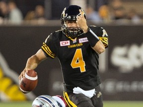 Tiger-Cats quarterback Zach Collaros will miss the rest of the season with a knee injury. He knows sulking over his condition won’t help him or his teammates. (CP)