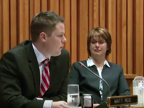 Screenshot of trustee Matt Reid addressing the TVDSB. (via YouTube)