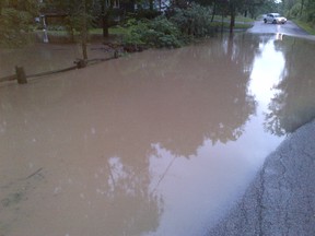 Hull Road, near Caradoc Street, after a one-in-25-year rain event on June 23, 2015.  Submitted photo.