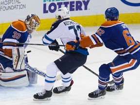 Cam Talbot stopped 30 of 32 shots in the win over the Winnipeg Jets on Wednesday. (David Bloom, Edmonton Sun)