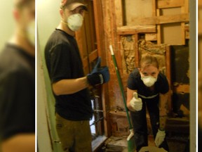 Calgarians Sean and Miranda Fyfe tackle a disgusting mess left behind by renters in their rental home. (Photo courtesy of the Fyfes)