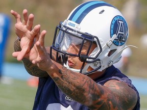 Toronto Argonauts' Chad Owens during practice at Downsview Park in Toronto on Sept. 24, 2015. (Dave Thomas/Toronto Sun/Postmedia Network)