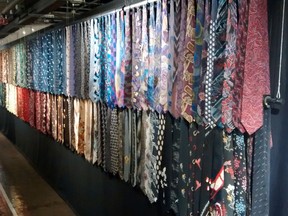 Some of Jerry Abramson's more that 1,500 neckties on exhibit in Montreal. He collected but never wore them.