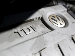 The engine compartment of a 2010 Volkswagen Jetta  SportWagen is seen in San Francisco, California September 24, 2015. California is preparing a series of actions against carmaker Volkswagen over its admitted cheating on tailpipe emissions tests, the state's top air official said on Thursday. REUTERS/Robert Galbraith