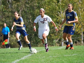 Laurentian Voyageurs take on Ottawa in OUA women's soccer action last week. Keith Dempsey/For The Sudbury Star
