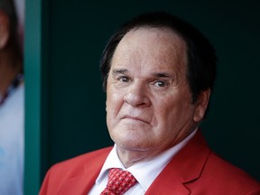 In this July 14, 2015, file photo, Pete Rose waits to be introduced before the MLB All-Star baseball game in Cincinnati. (AP Photo/John Minchillo)