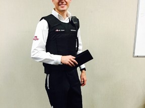 A TTC fare inspector wearing the new "friendlier" uniforms unveiled on Sept. 25, 2015. (Photo courtesy of the TTC)
