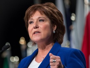 British Columbia Premier Christy Clark is seen here addressing the Union of B.C. Municipalities convention in Vancouver, B.C., on Friday, September 25, 2015. Clark called the death of a teen in government care a 'real mistake'. THE CANADIAN PRESS/Darryl Dyck