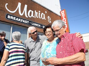 Peter and Rita Kostakos, with longtime customer Gaits Bedard, are having a reunion at Maria's this weekend. Gino Donato/Sudbury Star
