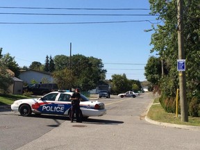 Greater Sudbury Police block off a section of Struthers Street on Saturday due to a possible explosive device. Ben Leeson/The Sudbury Star/Postmedia Network