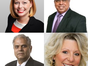 Clockwise from top left: Alex Johnstone, Jerry Bance, Maria Minna and KM Shanthakumar.