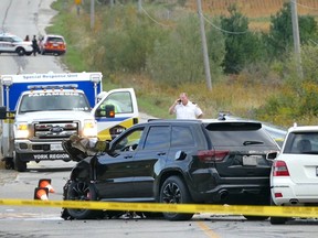 A senior and three children died as a result of this crash in the Kipling Ave.- Kirby Rd. area of Vaughan Sept. 27, 2015. (PASCAL MARCHAND PHOTO)