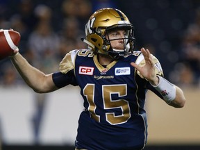 Winnipeg quarterback Matt Nichols will face his former team this Saturday afternoon (John Woods, The Canadian Press).