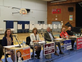 The all-candidates debate at CASS was the first in the county to feature all five local candidates. (MEGAN STACEY/Sentinel-Review)