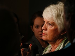Ontario Liberal member Liz Sandals, Minister of Education , responds to the media at Queen's Park about the ongoing negotiations and talks with the teacher's unions on Monday September 14, 2015. Jack Boland/Toronto Sun/Postmedia Network