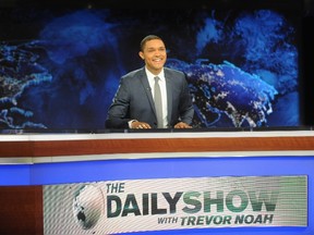 Trevor Noah hosts Comedy Central's "The Daily Show with Trevor Noah" premiere on September 28, 2015 in New York City.  Brad Barket/Getty Images for Comedy Central/AFP