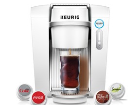 Keurig said it will start selling the machine Tuesday, Sept. 29, 2015, that makes single servings of cold beverages including Coke, Sprite, Dr. Pepper and flavored seltzer waters. The machine is similar in concept to Keurig’s brewers, which let people make cups of coffee and tea by inserting a pod into the machine and pressing a button. (Keurig Green Mountain via AP)