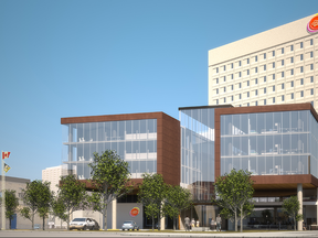 Renderings of the redesigned Medical Arts Building at 233 Kennedy St. On Monday, Manitoba Liquor and Lotteries said the project was being cancelled. (MANITOBA LIQUOR AND LOTTERIES IMAGE)