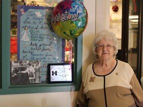 Aline Tousignant received a reception at the Lady Minto  Hospital for her contribution to the hospital through her work at Aline's Boutique for over 60 years.
