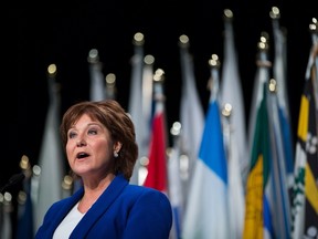 B.C. Premier Christy Clark, seen here addressing the Union of B.C. Municipalities convention in Vancouver, B.C., on Friday, September 25, called the death of a teen in government care a 'real mistake'. THE CANADIAN PRESS/Darryl Dyck