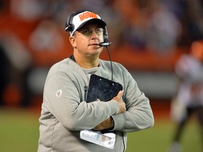 Cleveland Browns offensive line coach Andy Moeller stands on the sideline during an NFL preseason football game against the Buffalo Bills in Cleveland. (AP/David Richard)