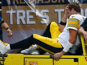 Ben Roethlisberger is sidelined with a sprained ligament and bruised bone in his knee. (AP)