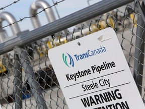 A TransCanada Keystone Pipeline pump station operates outside Steele City, Nebraska, in this file photo taken March 10, 2014. REUTERS/Lane Hickenbottom/Files