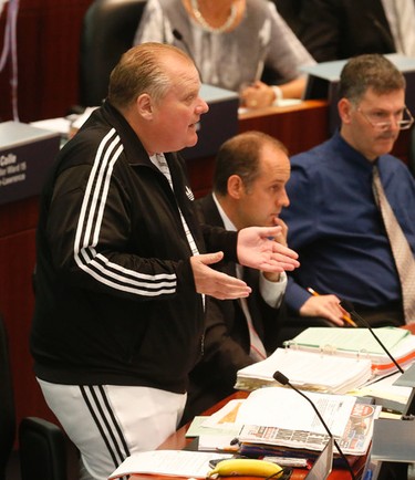 Councillor Rob Ford tries to change the plan to privatize garbage collection but fails at city council on Wednesday September 30, 2015. (Michael Peake/Toronto Sun)