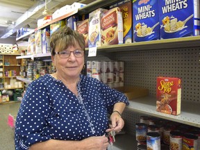 The shelves aren't quite empty, but they need to be restocked with food for the fall and winter seasons. Joan Clarkson, Helping Hand Food Bank coordinator, hopes this weekend's annual door-to-door Food Blitz will help. On Saturday, Oct. 3, volunteers (clearly designated) will begin at 10 a.m. picking up food that has been left in a visible location on the front step. CHRIS ABBOTT/TILLSONBURG NEWS