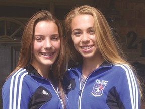 Tillsonburg's Haleigh Cole (left) and Victoria Kyriakopoulos recently won the L1 Ontario Cup in Vaughan with the North London U15 girls soccer team. CHRIS ABBOTT/TILLSONBURG NEWS