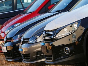 Volkswagen cars are seen at a dealership in London, September 30, 2015.  REUTERS/Stefan Wermuth