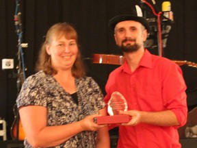 Marlene Beyerlein represented Bayfield Berry Farm, which was honoured with the “Most Loved Farmers’ Market” award. (Laura Broadley Clinton News Record)