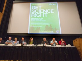 Candidates from three of the four major political parties spoke at a town hall event about science policy and funding at Western University in London on Wednesday. Although they were invited, no Conservative party candidates attended. Derek Ruttan / The London Free Press