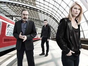 Mandy Patinkin as Saul Berenson, Rupert Friend as Peter Quinn and Claire Danes as Carrie Mathison in Homeland, season 5 (Jim Fiscus/SHOWTIME handout photo)