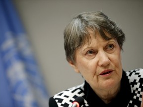 United Nations Development Programme (UNDP) Administrator Helen Clark speaks at a news conference at United Nations headquarters in New York, September 21, 2015. The event was held to announce the winners of the 2015 Equator Prize, an award that recognizes outstanding local solutions for people, nature and resilient communities.  REUTERS/Mike Segar