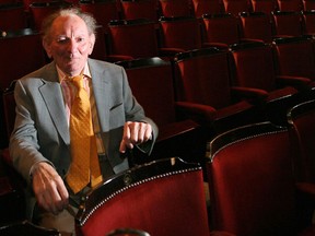 This is a Sept. 11, 2009 file photo of playwright Brian Friel sitting in a theatre in Dublin. Authorities say Brian Friel, the Tony Award-winning playwright who created ``Dancing at Lughnasa’’ and more than 30 other plays, has died at the age of 86. (Niall Carson/PA , File via AP)