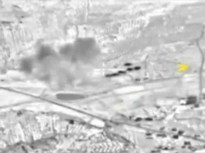 A frame grab taken from footage released by Russia's Defence Ministry on Oct. 2, 2015, shows smoke rising after airstrikes carried out by Russian air force in Maarat al-Numan in Syria. Russia bombed Syria for a third day on Friday, mainly hitting areas held by rival insurgent groups rather than the Islamic State fighters it said it was targeting. (REUTERS/Ministry of Defence of the Russian Federation/Handout via Reuters)