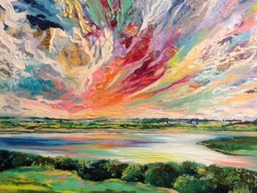This painting by local artist Michelle Hoogveld is one of two paintings to be won in a raffle this weekend in Hawks Ridge.