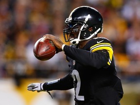 Mike Vick of the Pittsburgh Steelers looks to pass against the Baltimore Ravens at Heinz Field in Pittsburgh on Oct. 1, 2015. (Jared Wickerham/Getty Images/AFP)