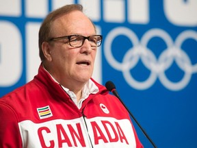 Canadian Olympic Committee President Marcel Aubut speaks during a news conference at the Sochi Winter Olympics on February 6, 2014 in Sochi, Russia. (THE CANADIAN PRESS/Adrian Wyld)