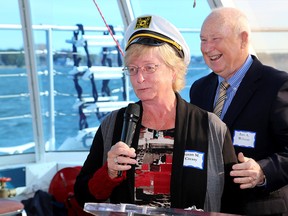 Susan Creasy, campaign chair of the University Hospitals Kingston Foundation announcing their new fundraising program with former board chair Ian Wilson during a cruise on the Island Star on Friday October 2  2015 where the University Hospitals Kingston Foundation announced their latest campaign goal.  Ian MacAlpine /The Kingston Whig-Standard/Postmedia Network