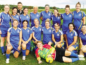 The Sarnia Spirit Selects went unbeaten in winning their division, League Cup and Presidents Cup in the London and Area Women's Soccer League this past season. (Submitted Photo)