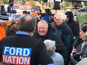 Rob Ford greets people at FordFest on Oct. 2, 2015 in Etobicoke. (Jenny Yuen/Toronto Sun)